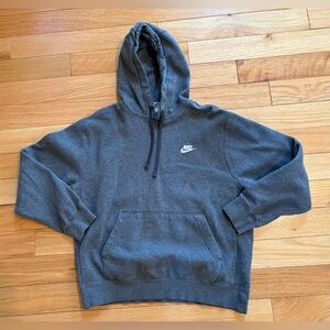 Nike Dark Gray Pullover Hoodie Fleece Graphic Logo Drawstring Mens Size Medium
